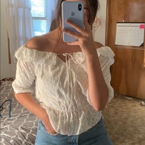 White off the shoulder eyelet top